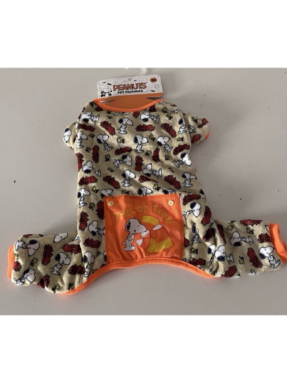 Peanuts Snoopy Halloween Trick Or Treat Dog PJ Pajamas Fleece Sz M Medium NEW